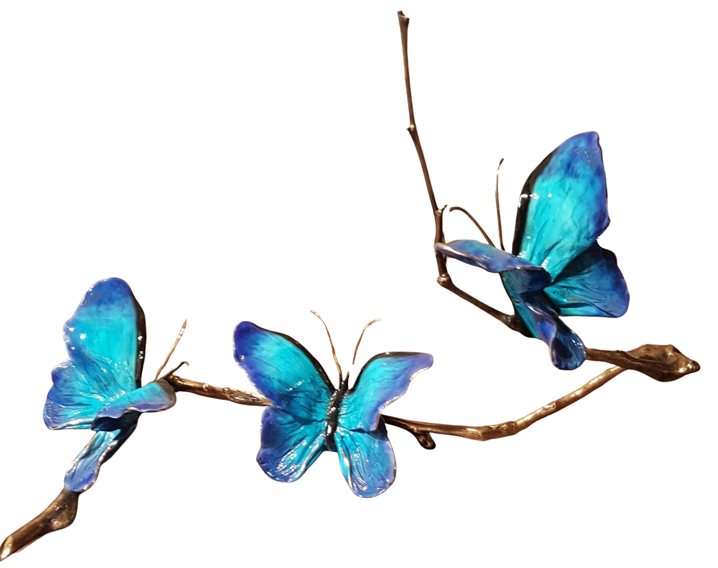 Signed, limited edition bronze butterfly sculpture by Sheila and Ron Ruiz