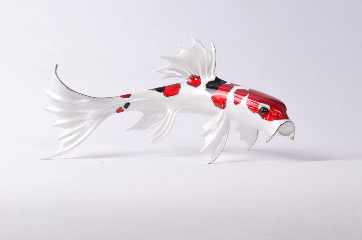 Signed, limited edition bronze koi sculpture by Tim Cotterill