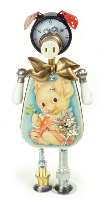 One-of-a-Kind Mixed Media Pig Sculpture by Amy Flynn